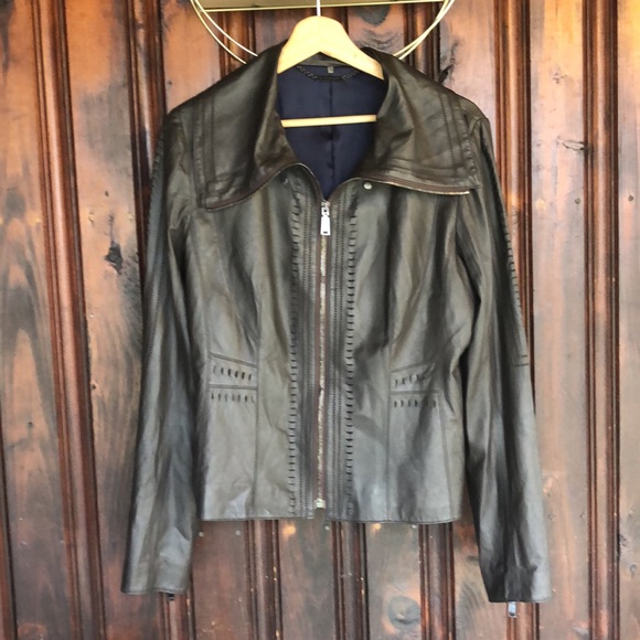Elie Tahari Jackets & Blazers - Elie Tahari Chocolate Brown Lamb Leather Jacket